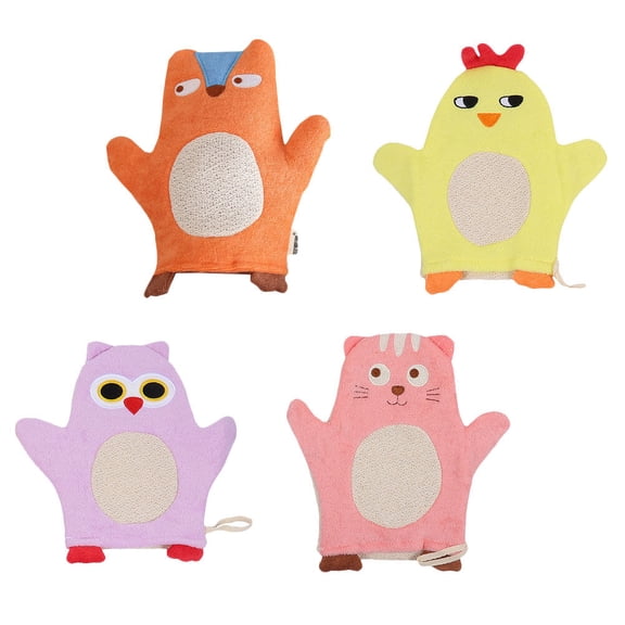 PBPBOX Adorable Cartoon Bathing Gloves for Children Made of Safe Cotton Material Lightweight Portable Assorted Color
