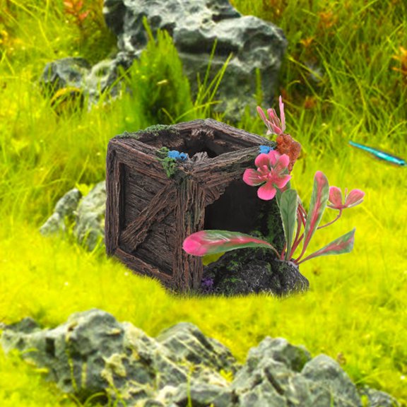 PBPBOX Aquarium Resin Fish Cave Dark Brown Decor for Fish Tank Landscaping