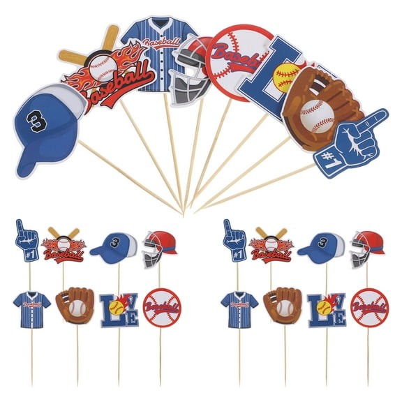 PBPBOX Assorted Color Baseball Cupcake Toppers Unique Party Decoration Perfect for Sports Fans 24 Count