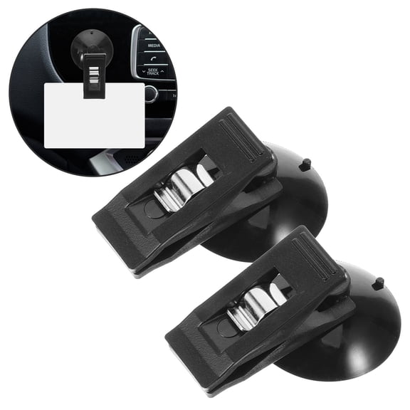 PBPBOX 1Pair Black Car Picture Holder with Suction Cup for Ticket and Memo Storage