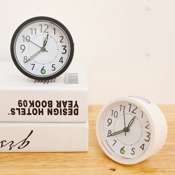 PBPBOX Bedside Clocks Alarm Clock ABS Mute Time Display Families Night Light 1Pcs Black and White