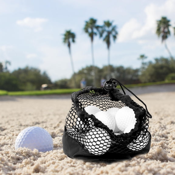 PBPBOX Black Mesh Bags Drawstring 2Pcs for Tennis Balls and Golf Balls Outdoor Activities