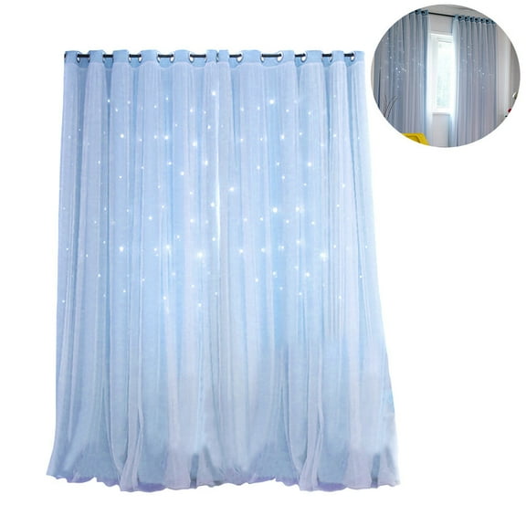 PBPBOX Blue Polyester Blackout Window Curtain for Light Blocking with Regular Grommets for Homeowners 1Pack