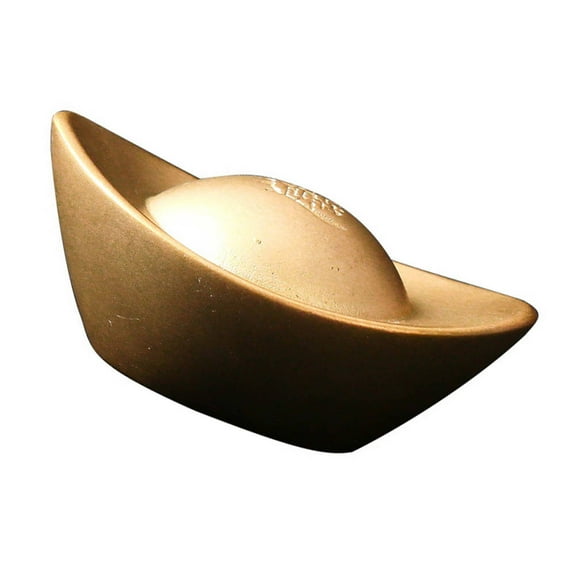 PBPBOX Brass Decorative Objects Home Prosperity Decor Ingot Shape Golden 1Set