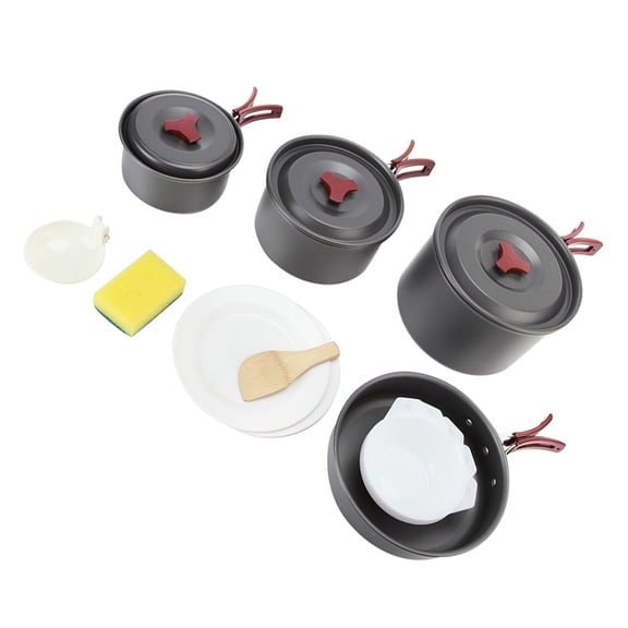 PBPBOX Camping Cookware Set for Outdoor Use with Oxidized Aluminum Alloy Pots for 45 People Assorted Color
