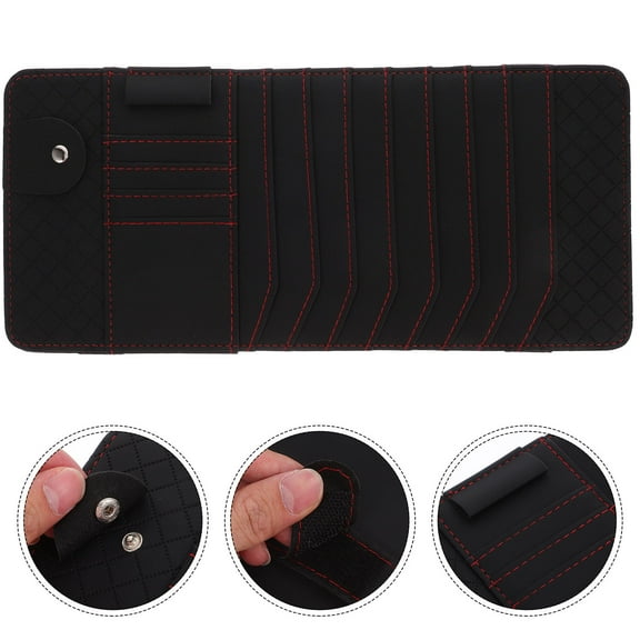 PBPBOX Car Sun Visor Storage Bag Black with Pockets for Documents Cards and Sunglasses