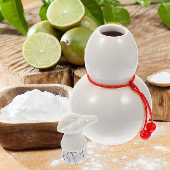 PBPBOX Ceramic Gourd Shaped Jar with Lid for Storage Smooth Surface 0.5L