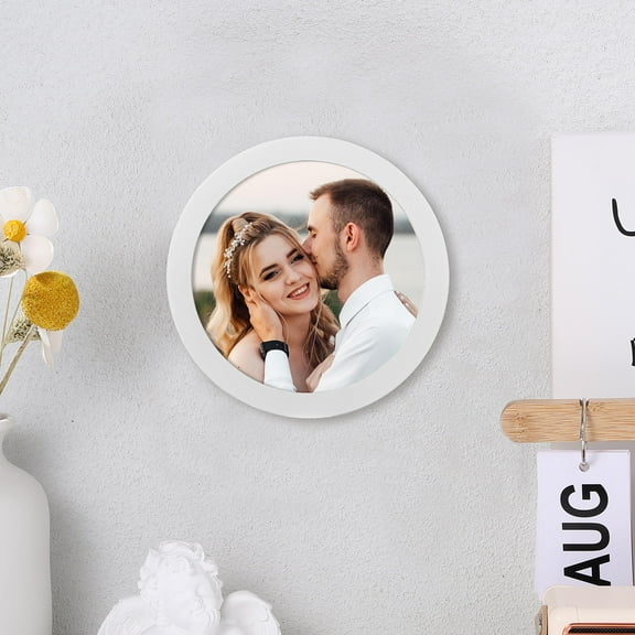 PBPBOX Classic Circular Display Frame White Wood For Wall Decoration 1Pack