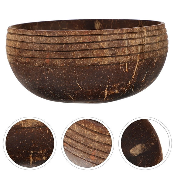 PBPBOX Coconut Pattern Salad Bowl for Home Use Coffee Color Synthetic Material Multipurpose