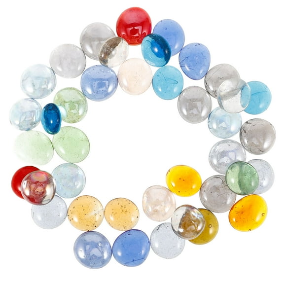 PBPBOX Colored Glass Flat Beads 1 Set Multi-colored Glass Beads Vase Fillers for Aquarium Decor Plant Fixation