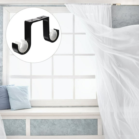 PBPBOX Metal Ceiling Curtain Rod Bracket in Black for Home Window Curtain Use