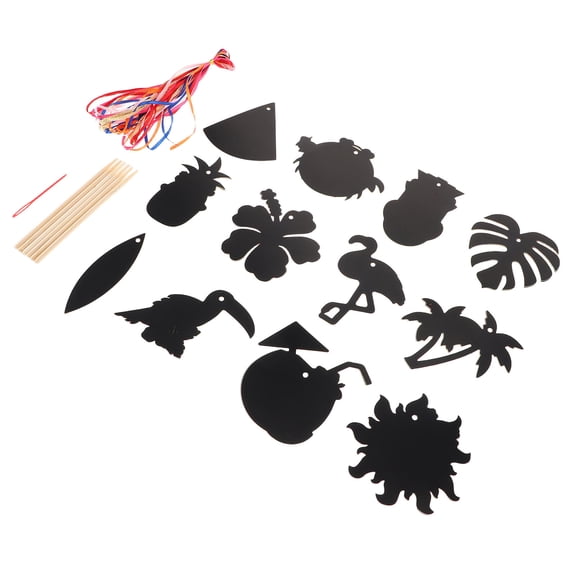 PBPBOX DIY Making Scratch Paper Kids Scraping Painting Paper For Beach Party Supplies Black 1 Set