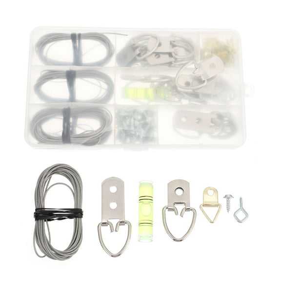 PBPBOX DIY Projects Picture Wire Hanging Kit Steel Wire Silver 102pcs