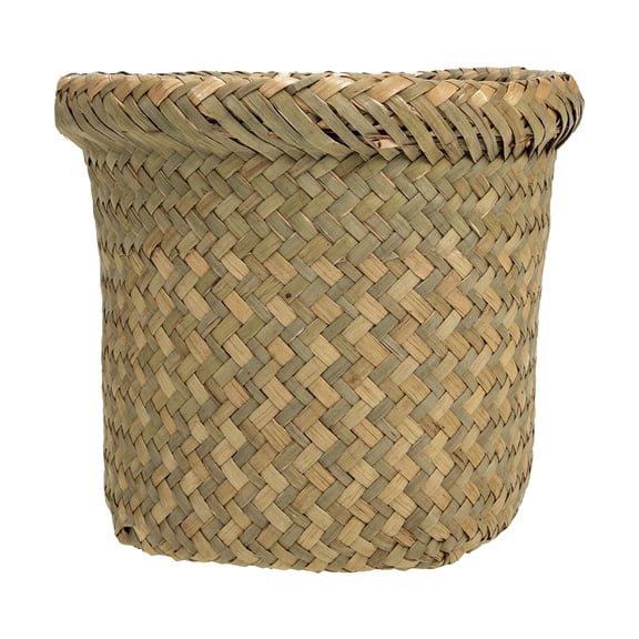 PBPBOX Woven Storage Basket Dark Green Natural Seaweed Material for Home Kitchen Storage and Fruit Holder