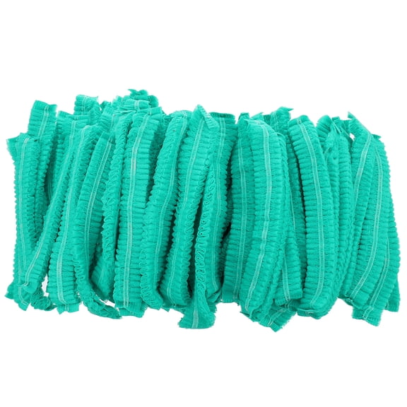 PBPBOX Disposable Bouffant Caps with Elastic Bands for Head Wearing Non Woven Fabric Green Color Size One Size Fits All