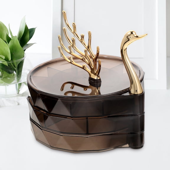 PBPBOX Black Desktop Jewelry Organizer Box for Storage with Compact Design and Scratch Protection