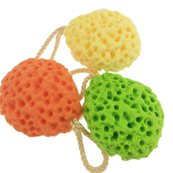 PBPBOX Durable Assorted Ball for Shower Use Latex Material Soft Comfortable Bath Sponge 3pcs