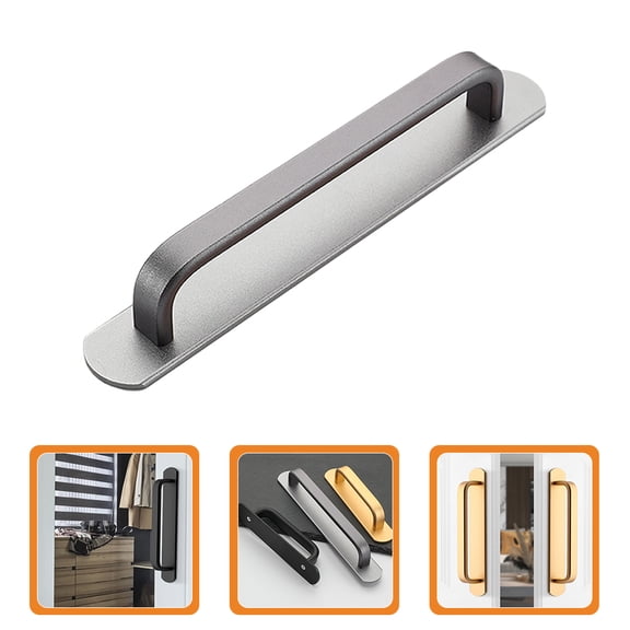 PBPBOX No Punch Door Handle Replacement in Plated Silver Aluminum Alloy for Home Sliding Doors