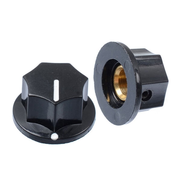 PBPBOX Electric Guitar Knobs 2Pcs Black Plastic Round for Volume and Tone Control in 0.94x0.94x0.61in