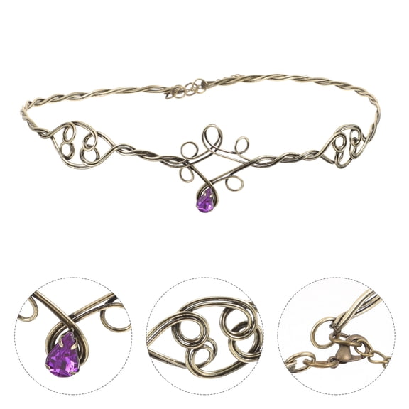 PBPBOX 1Pc Elegant Silver Metal Head Hoop with Curled Wire and Acrylic Stone Perfect for Wedding and Party