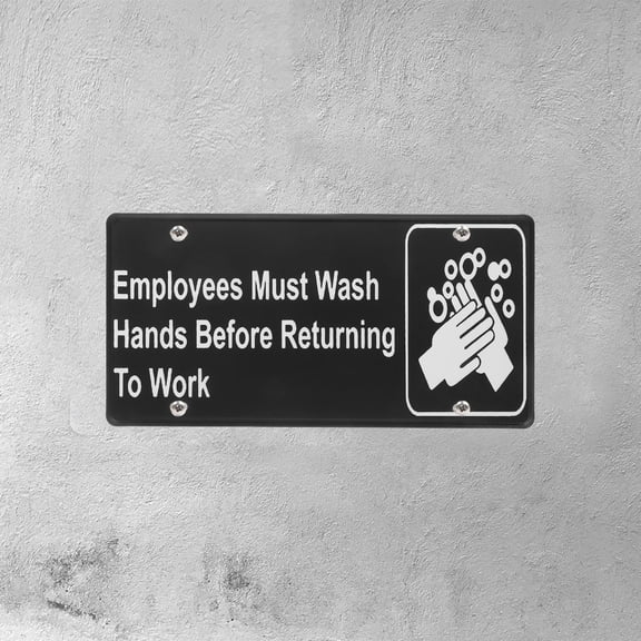 PBPBOX Employee Hand Washing Sign Informative Iron Safety Notification For Bars Black 1Pcs
