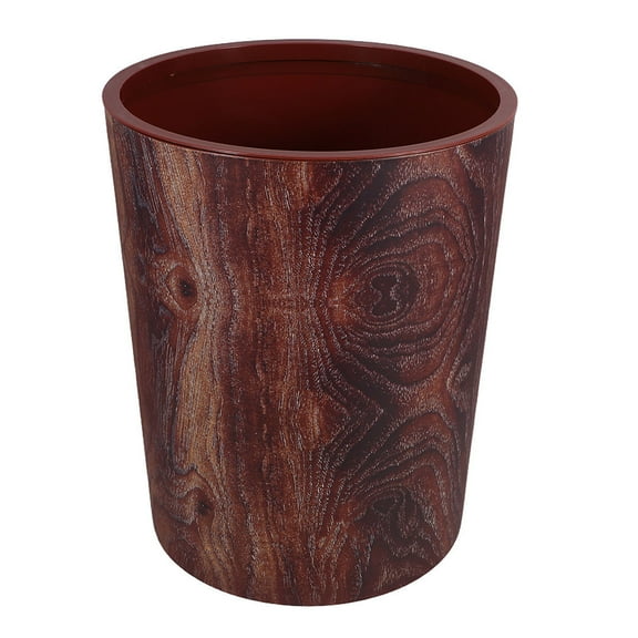 PBPBOX Plastic Vintage Wood Grain Trash Can for Office Bedroom Living Room