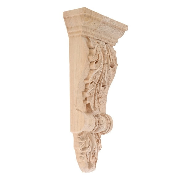 PBPBOX Fireplace Mantel Brackets Wood Carving Craft Khaki Solid Wood Interior and Exterior Decor 1Pack