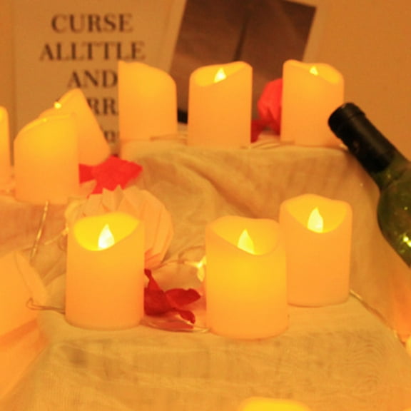 PBPBOX Flameless Candles LED Candles Light Yellow Plastic Romantic Wedding Decoration 1 Set