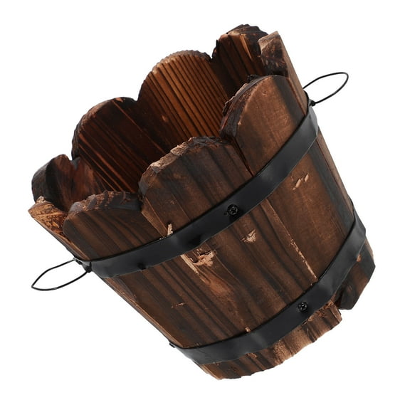 PBPBOX Decoration Flower Pot Wood Planter 1Pack Brown Wood