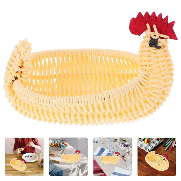 PBPBOX Hand Woven Beige Farmhouse Style Basket for Eggs and Kitchen Storage