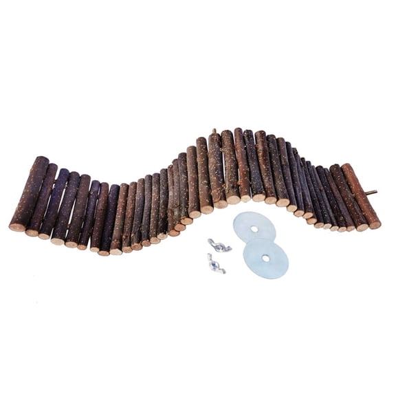 PBPBOX Squirrel Hanging Bridge Brown Wooden Pet Climbing Ladder for Hamsters and Small Pets