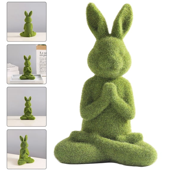 PBPBOX Pbpbox Lifelike Green Flocked Rabbit Ornament for Easter Party Adornment