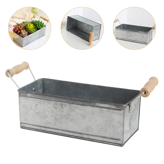 PBPBOX 1Pcs Rectangular Small Baskets for Storage Succulent Planter Pot Silver Iron