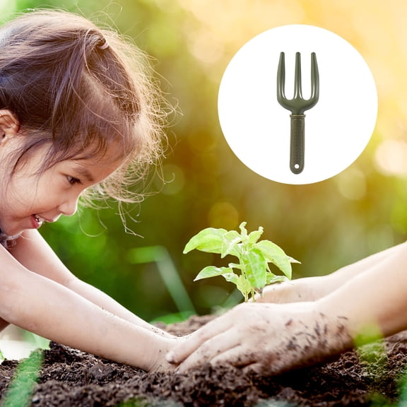 PBPBOX Gardening Fork Weeding Hand Tool Sturdy Iron Pe Handle Green 2Pcs