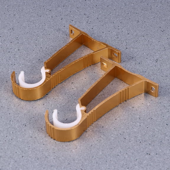 PBPBOX 2Pcs Aluminum Alloy Curtain Holder Bracket Golden Color for Door and Window Drapery Rods