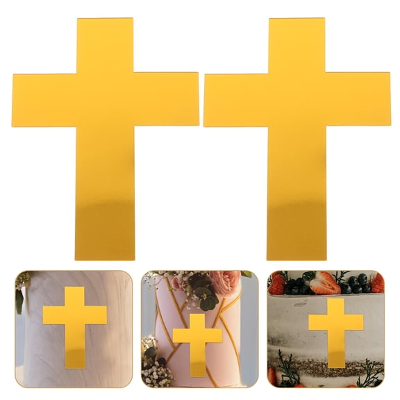 PBPBOX 10Pcs Acrylic Golden Cross Cake Decoration Toppers for Wedding and Birthday Parties