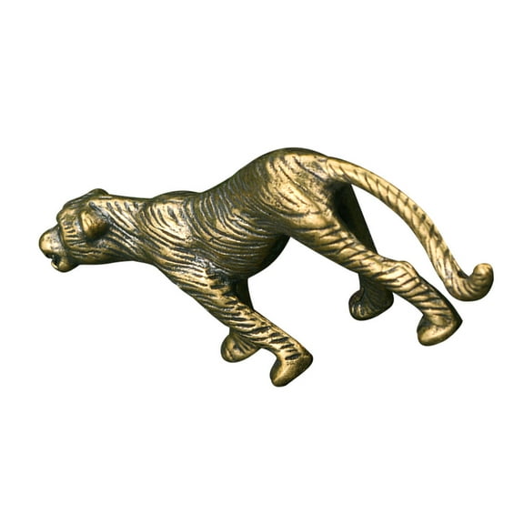 PBPBOX Vintage Style Brass Leopard Sculpture Golden Desktop Ornament for Living Room Office