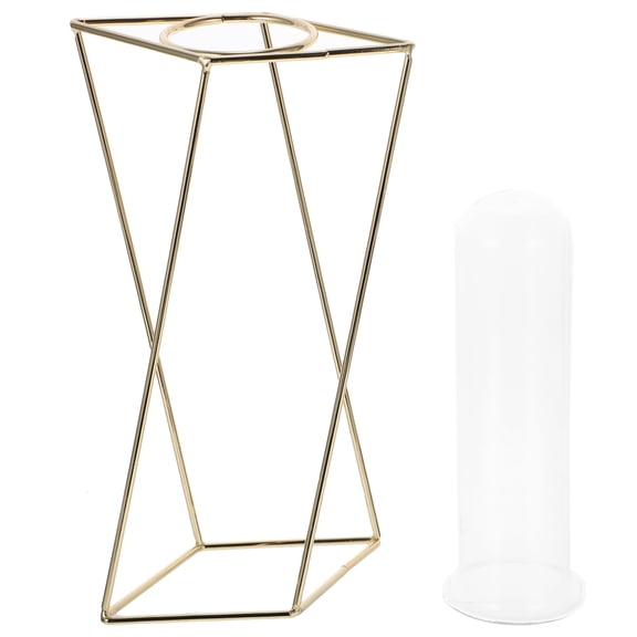 PBPBOX Golden Geometric Vase Made of Glass and Iron for Home Use 1Pc