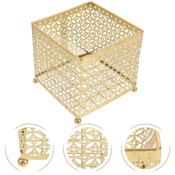 PBPBOX Golden Metal Wire Makeup Storage Organizer for Dressing Table and Bathroom 1 Set