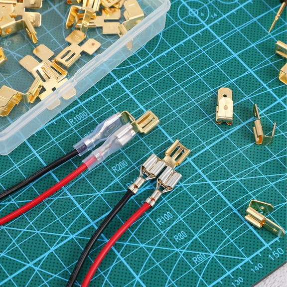 PBPBOX Crimp Terminals Spade Connectors Golden Copper 36Pcs 1X0.2X0.2In