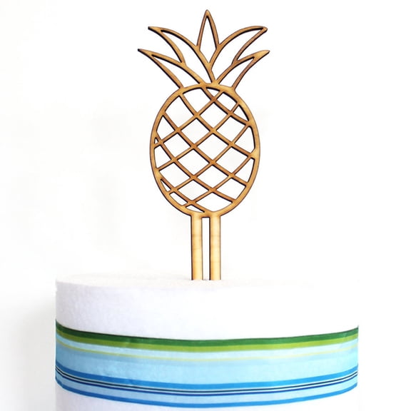 PBPBOX Golden Pineapple Design Cake Topper Wood Party Decorations for Birthday Garden Use 6.5 Inches