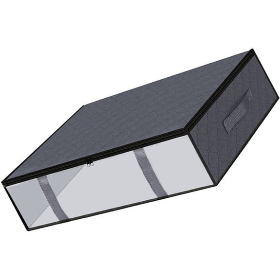 PBPBOX Grey Foldable Clothes Storage Box with Transparent Lid for Home Organization 47.2 x 15.7 x 10.2 Inches