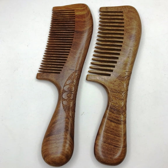 PBPBOX Wood Hair Comb with U Slots Design Comfortable Smooth Finish Brown Wood Material