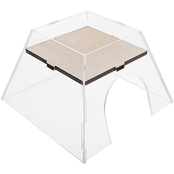 PBPBOX Safe Transparent Hamster House with Wood Plate for Chinchillas and Hamsters