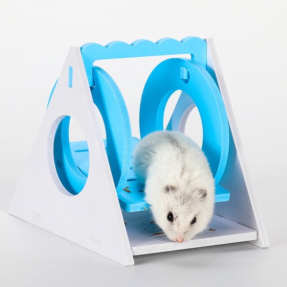 PBPBOX Wooden Pet Swing for Small Birds and Hamsters Sky Blue Safe Hanging Playground