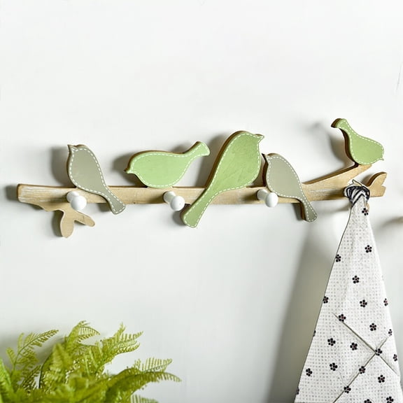 PBPBOX Natural Wood Bird Shaped Wall Hook Assorted Colors Decorative Hanging Wall Hook