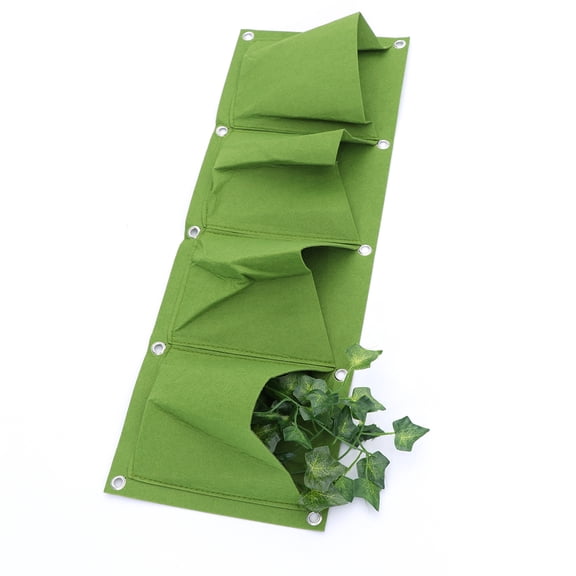 PBPBOX Horizontal Garden Planter with Four Pockets Green Felt Material for Indoor Use