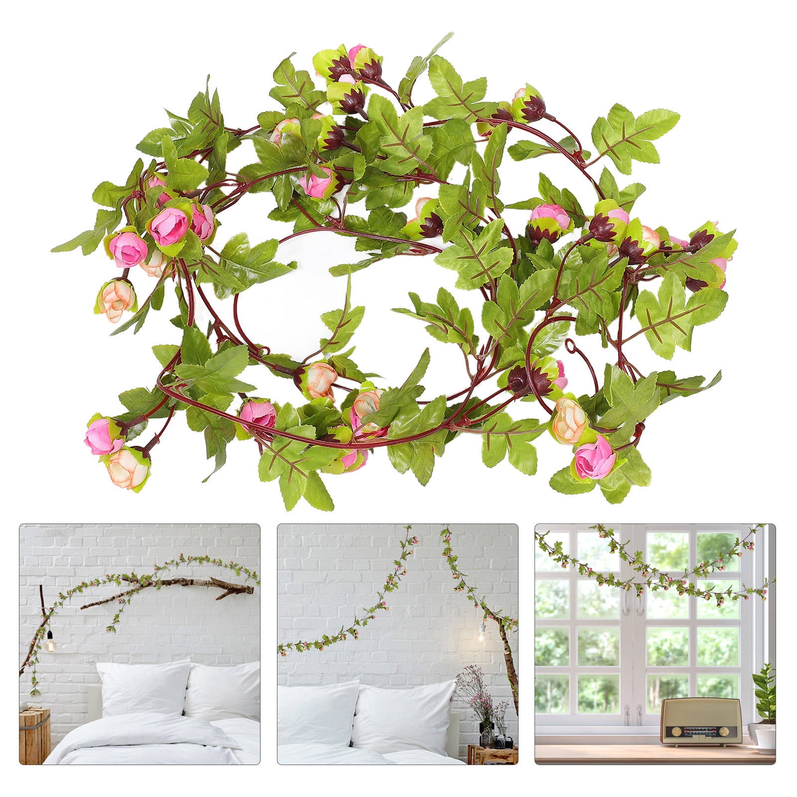 PBPBOX Hanging Roses Artificial Roses Flower Garlands Pink Flexible ...