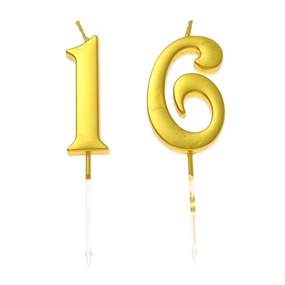 PBPBOX Golden Birthday Number Candles Smokeless Wax for Celebrations