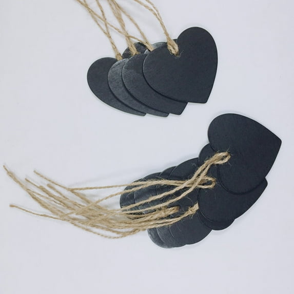 PBPBOX 10Pcs Black Wooden Heart Tags with Natural ng Decorative Tags for Home Decor